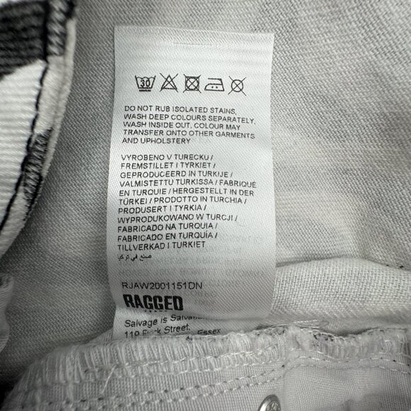 Ragged Priest Jeans Women's Wide Leg Black White Wave Print Dad Jeans Size 26 - Picture 10 of 11